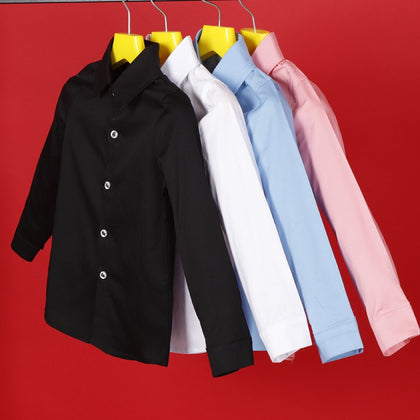 Boys Solid Color Long-Sleeved Cotton Shirt Phreshmen