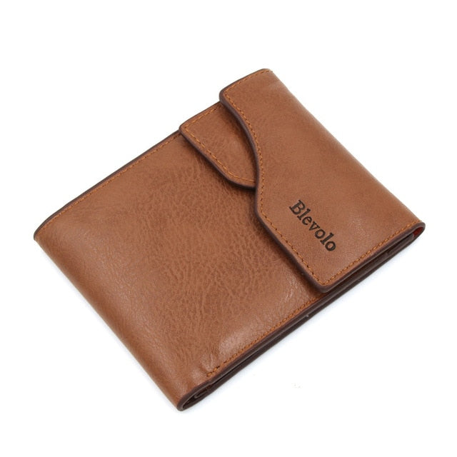 BLEVOLO Brand Men Wallet Short Skin Wallets Purses PU Leather Money Clips Sollid Thin Wallet for Men Purses 4 Colors