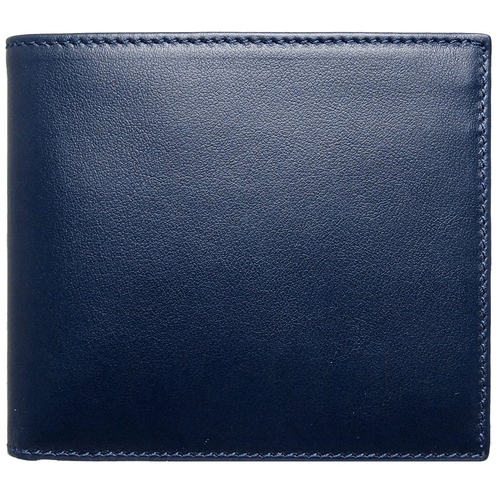 8 Credit Card Small Buffed Leather Billfold Blue