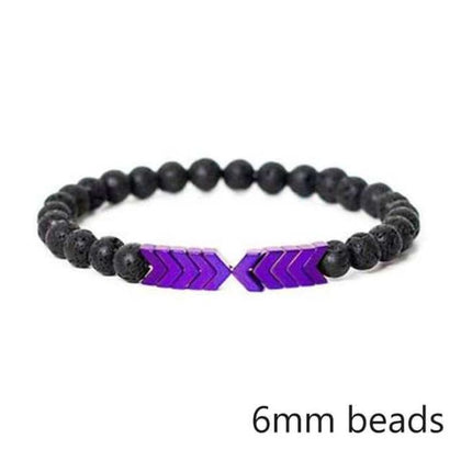 Purple Chromatic Moonstone Arrows and Lava Stones Bracelet Phreshmen