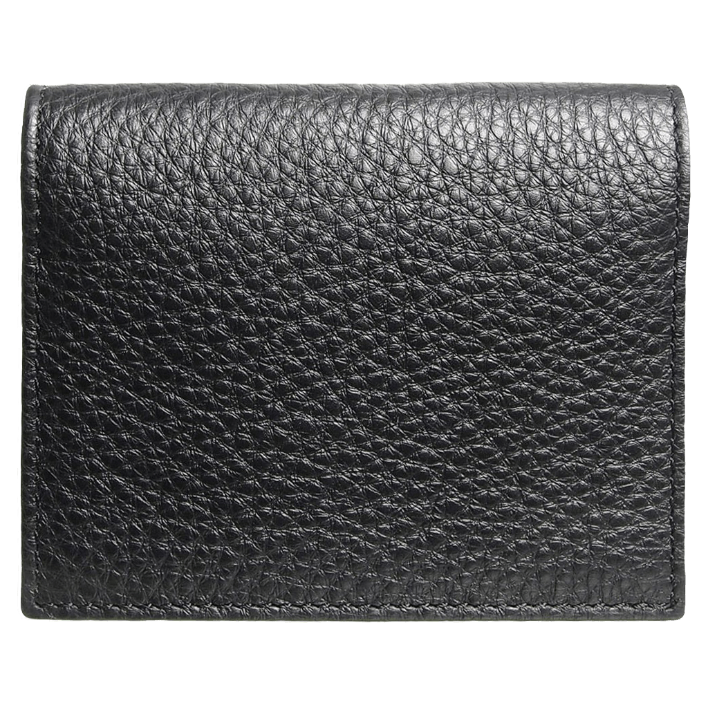Pebbled Calf Leather Card Wallet Black