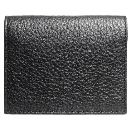 Pebbled Calf Leather Card Wallet Black Phreshmen