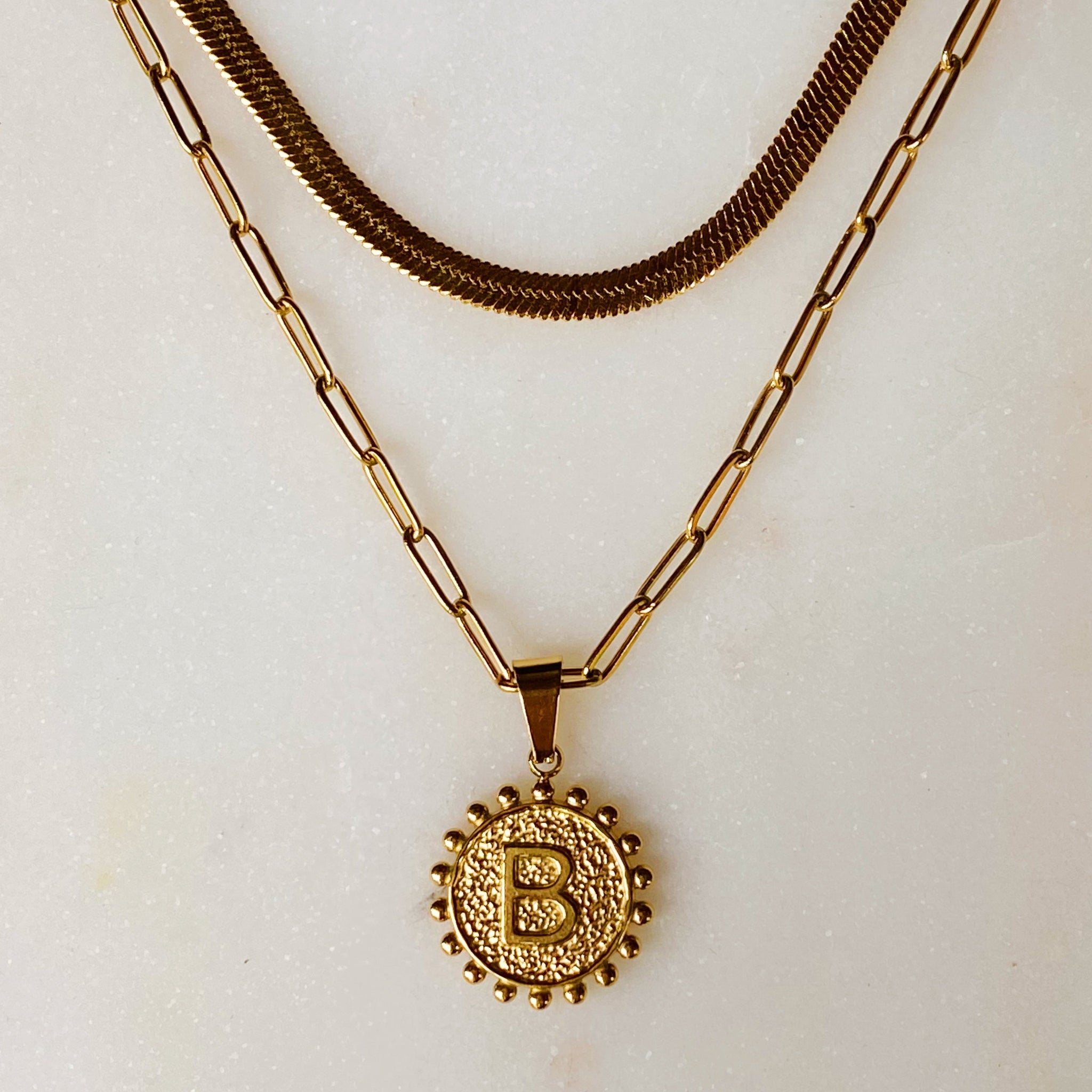 Double Chain Initial Necklace Prepack