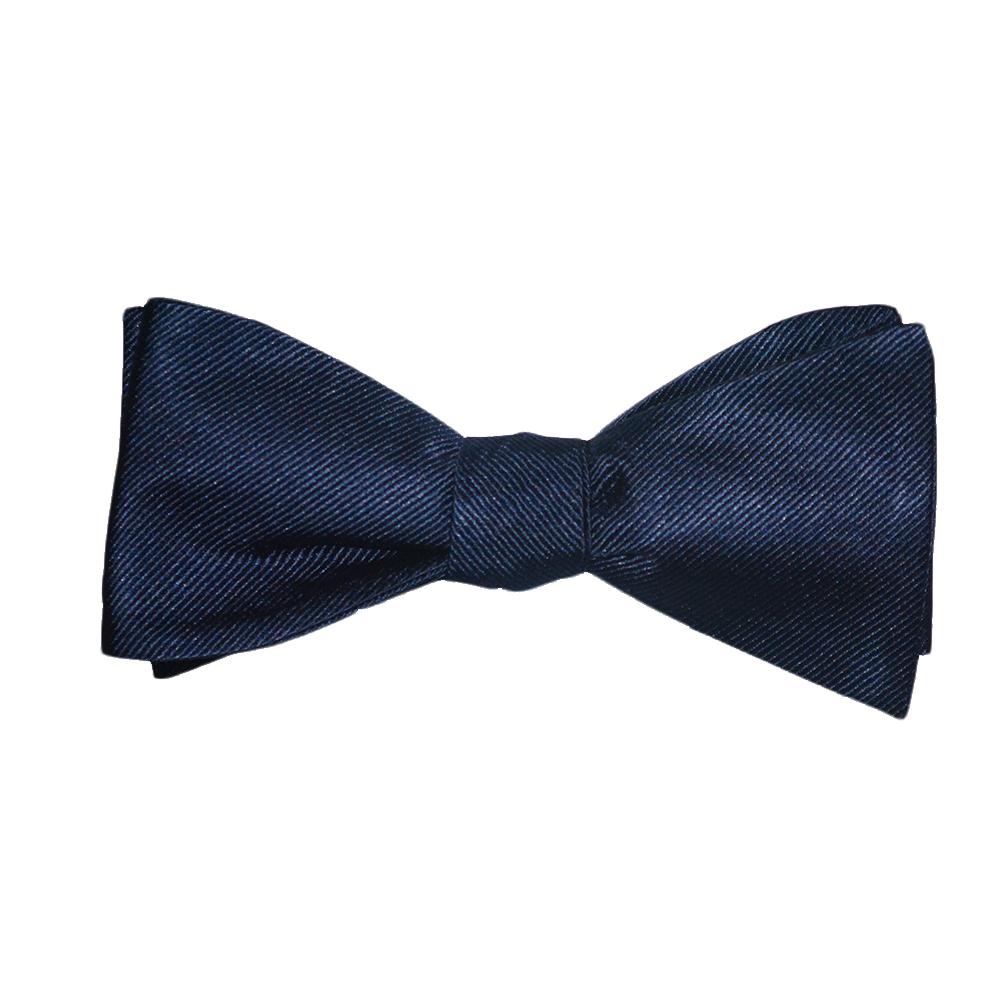 Solid Color Bow Tie - Navy, Woven Silk, Adult
