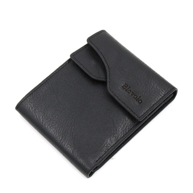 BLEVOLO Brand Men Wallet Short Skin Wallets Purses PU Leather Money Clips Sollid Thin Wallet for Men Purses 4 Colors