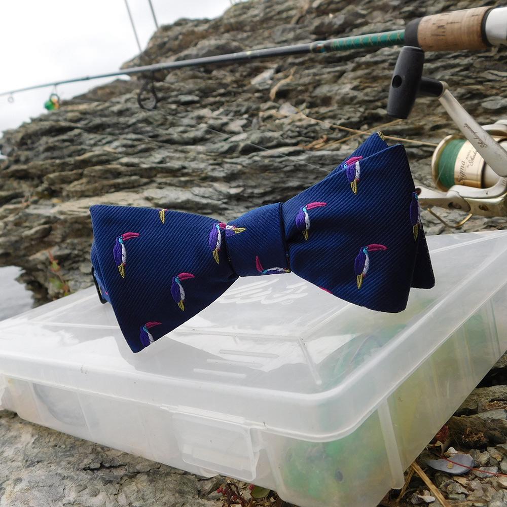 Toucan Bow Tie - Navy, Woven Silk
