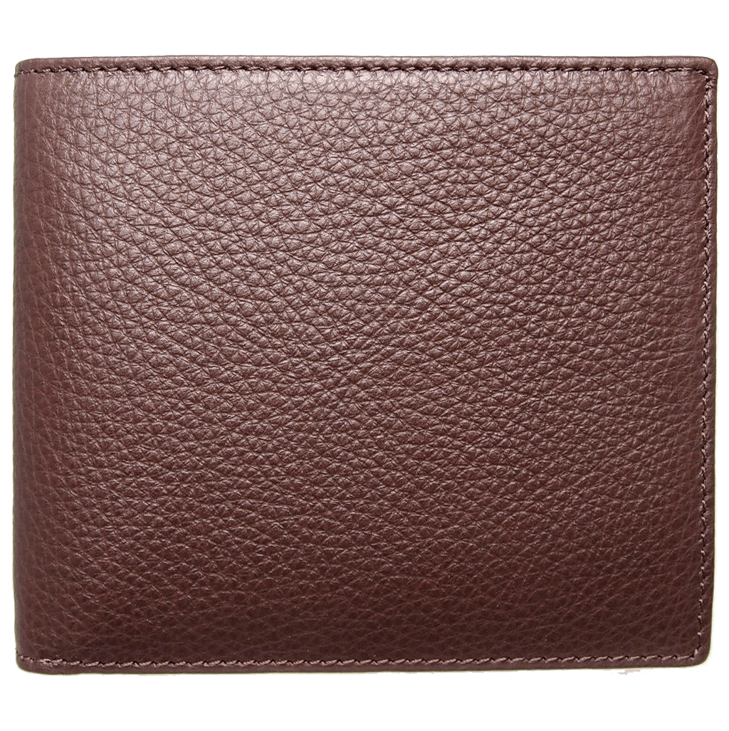 8 Credit Card Small Pebbled Leather Billfold Brown