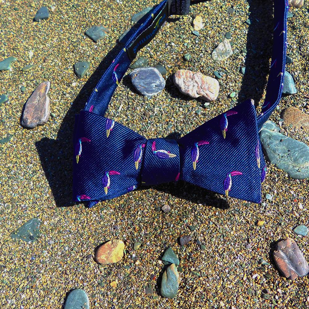 Toucan Bow Tie - Navy, Woven Silk