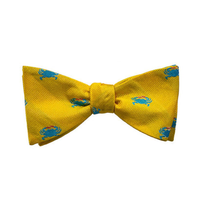 Crab Bow Tie - Yellow, Woven Silk Phreshmen