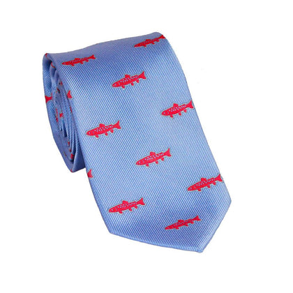 Trout Necktie - Light Blue, Woven Silk Phreshmen