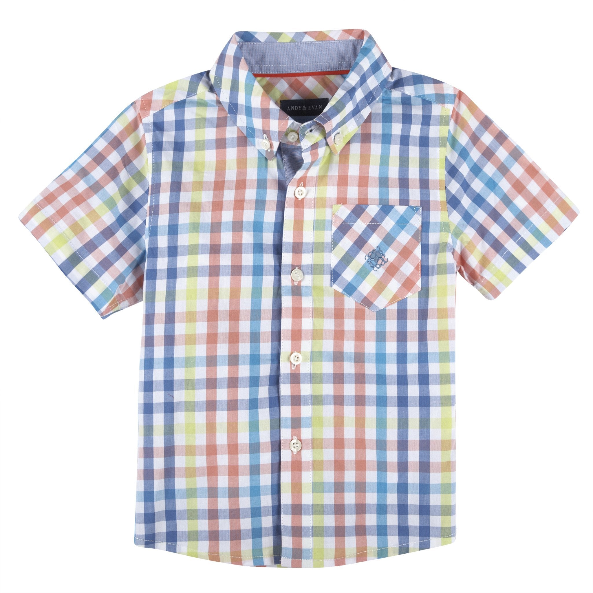 Multi Gingham Short Sleeve Button-Down Shirt