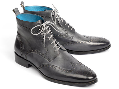 Paul Parkman Wingtip Ankle Boots Gray Hand-Painted (ID#777-GRAY) Phreshmen