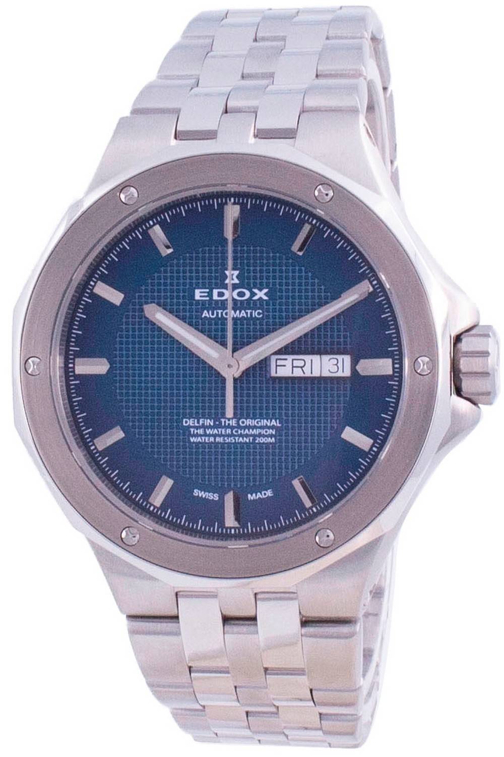 Edox Delfin Day Date Automatic 880053MBUIN 88005 3M BUIN 200M Men's Watch