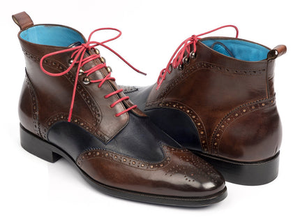 Paul Parkman Wingtip Ankle Boots Dual Tone Brown & Blue (ID#777-BRW-BLU) Phreshmen