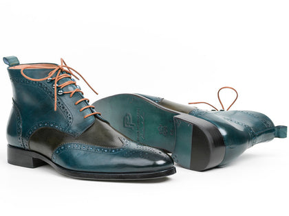 Paul Parkman Wingtip Ankle Boots Dual Tone Green & Blue (ID#PT777GRN) Phreshmen