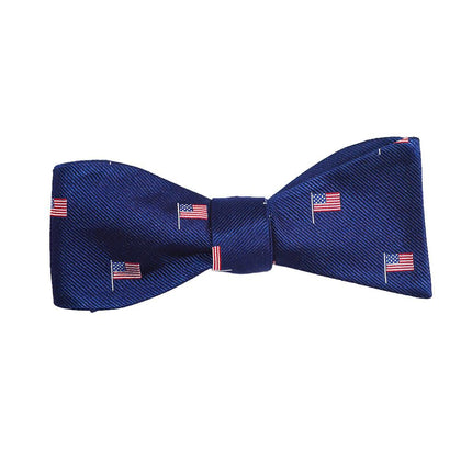 American Flag Bow Tie - Navy, Woven Silk - Spread Phreshmen