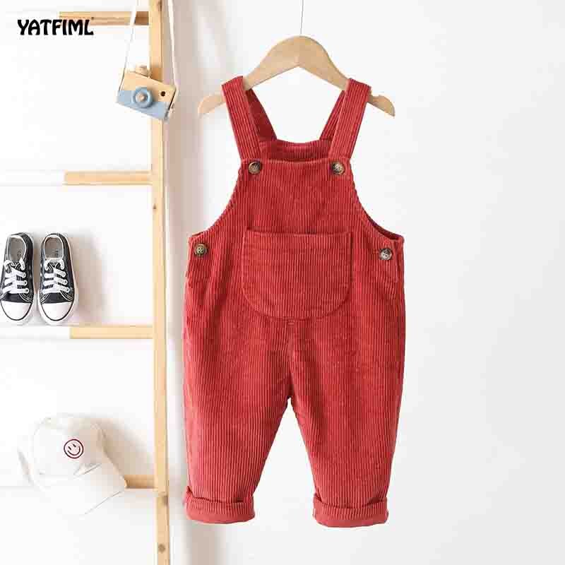YATFIML Children Kids Pants 0-3Yrs Boys Girls Overalls Corduroy Jumpsuits Romper Infant Clothing Outfits