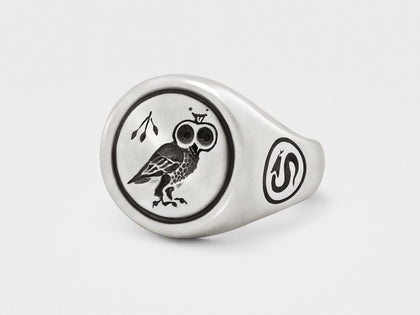 Owl Signet Ring in Sterling Silver Phreshmen
