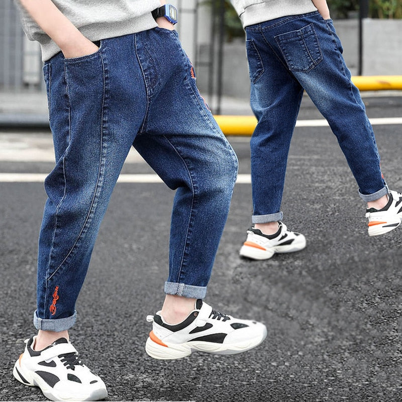 IENENS 4-11 Years Boys Clothes Slim Straight Jeans Classic Bottoms Children Denim Clothing Pants Kids Baby Boy Casual Trousers