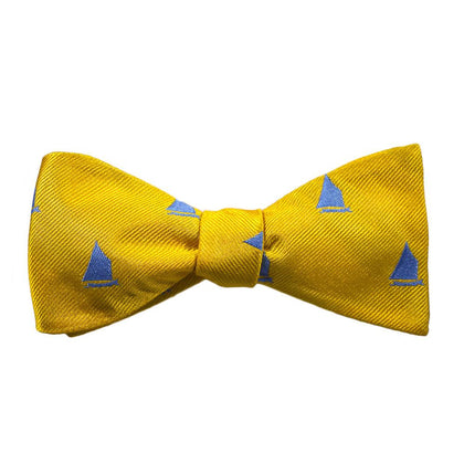Sailboat Bow Tie - Yellow, Woven Silk Phreshmen