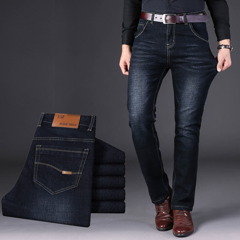 Men's Classic Style Straight Stretch Denim Jeans