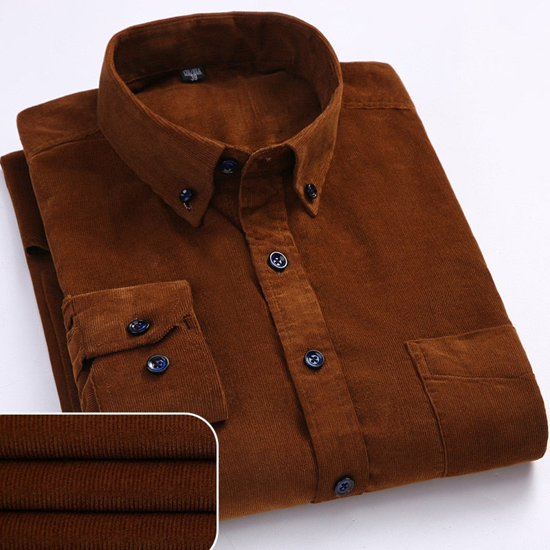 Men's Casual Corduroy Long Sleeve Shirt