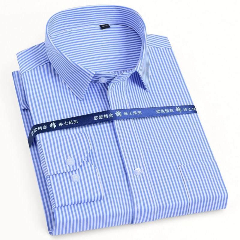 Men's Classic Solid/Striped Long Sleeve Shirt