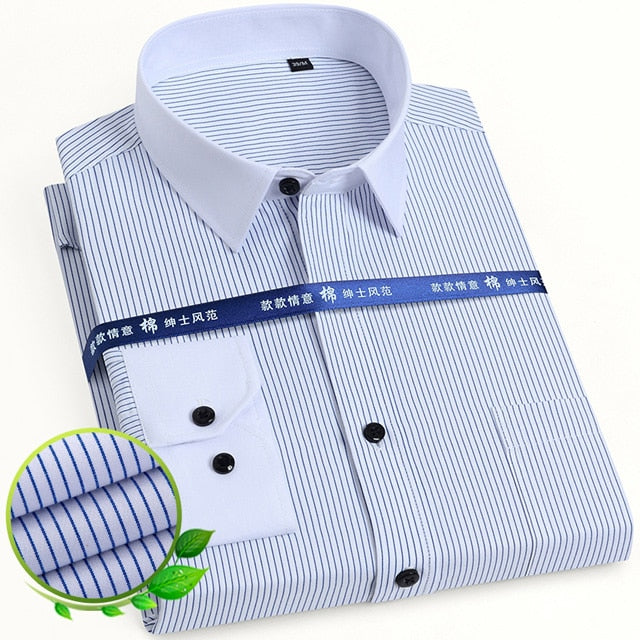 Men's Classic Solid/Striped Long Sleeve Shirt