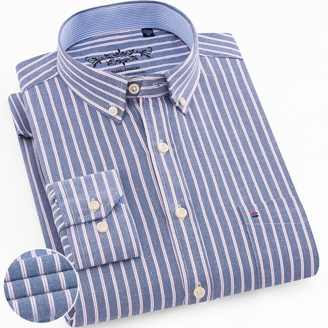 Men's Plaid/Striped/Oxford Single Pocket Long Sleeve... – Phreshmen
