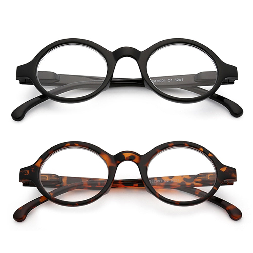 JM Spring Hinge Round Reading Glasses Women Men Diopter Magnifier Presbyopic Glasses Black +0.5 +6