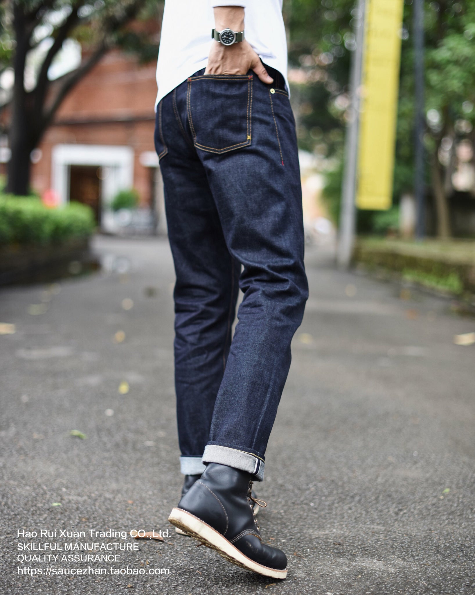 Men's Slim Fit Raw Denim Jeans