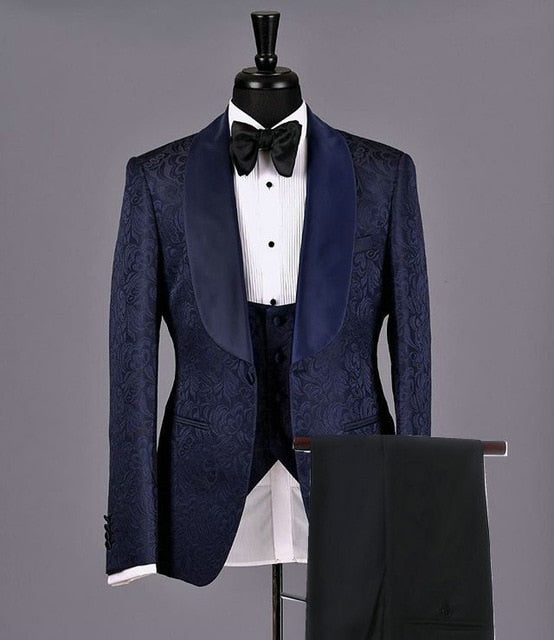 SZMANLIZI Mens Wedding Suits 2021 Italian Design Custom Made Black Smoking Tuxedo Jacket 3 Piece Groom Terno Suits For Men