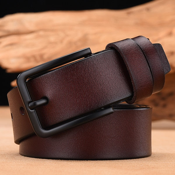 [LFMB]cow genuine leather luxury strap male belts for men new fashion classice vintage pin buckle leather belt male belt men