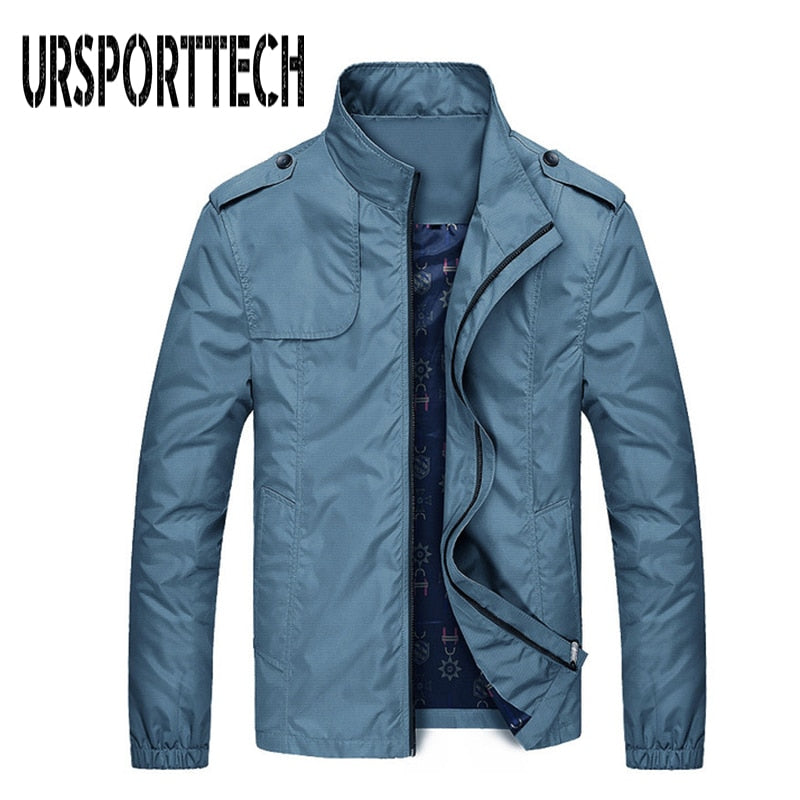 URSPORTTECH Men's Jackets Spring Autumn Slim Fit Solid Mens Bomber Jacket Male Casual Overcoat Fashion Mens Baseball Jackets Top