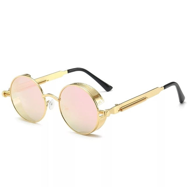 Classic Gothic Steampunk Sunglasses Luxury Brand Designer High Quality Men and Women Retro Round Metal Frame Sunglasses UV400