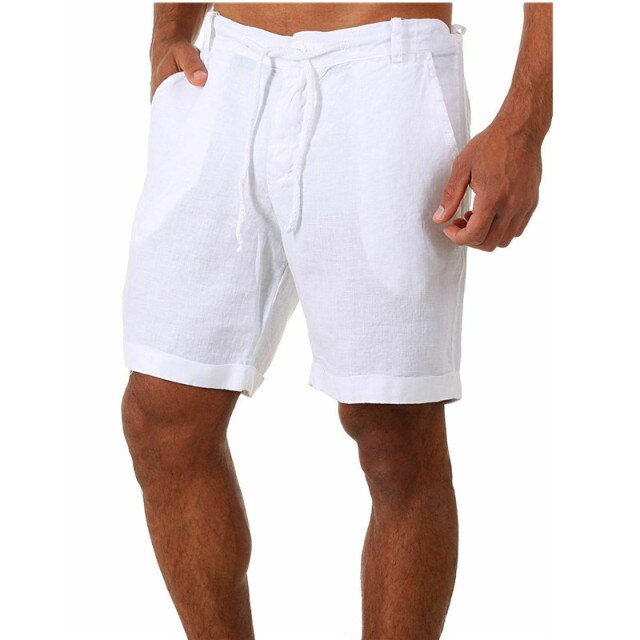 Men's Solid Color Casual Linen Shorts