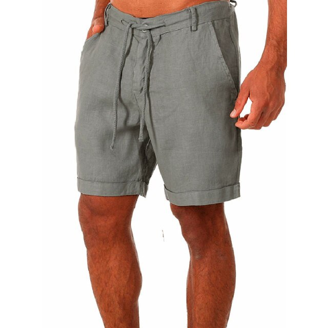 Men's Solid Color Casual Linen Shorts