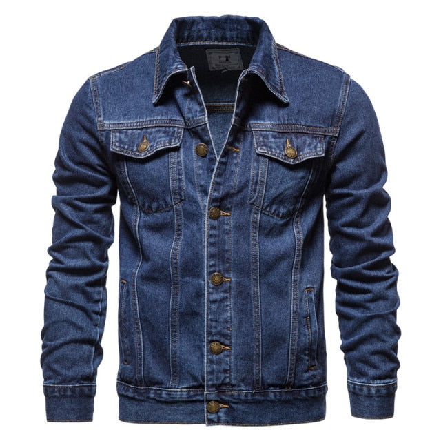 New 2020 Cotton Denim Jacket Men Casual Solid Color Lapel Single Breasted Jeans Jacket Men Autumn Slim Fit Quality Mens Jackets