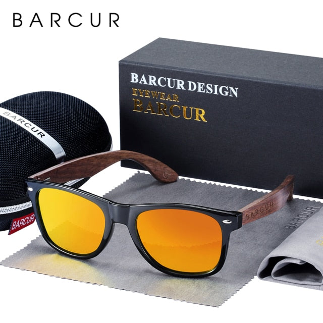 BARCUR Black Walnut Wood Polarized Sunglasses