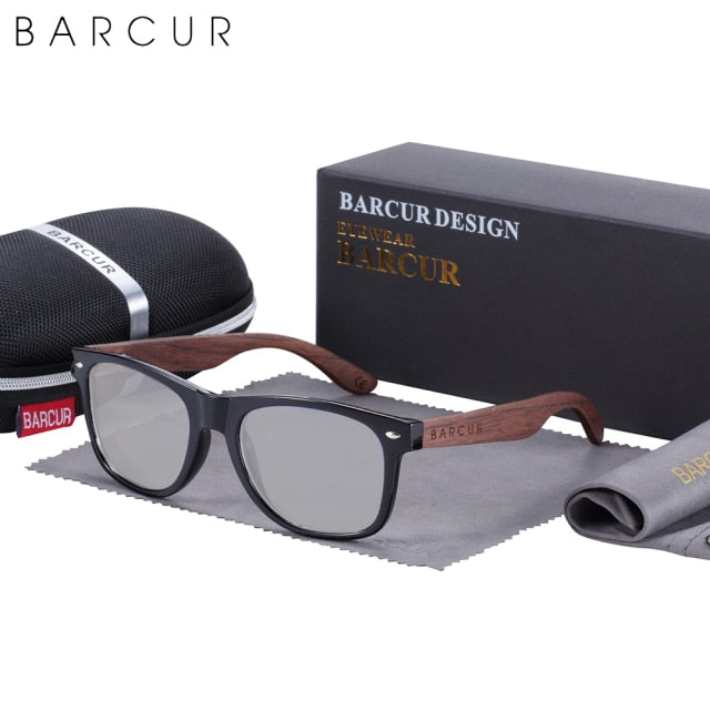 BARCUR Black Walnut Wood Polarized Sunglasses