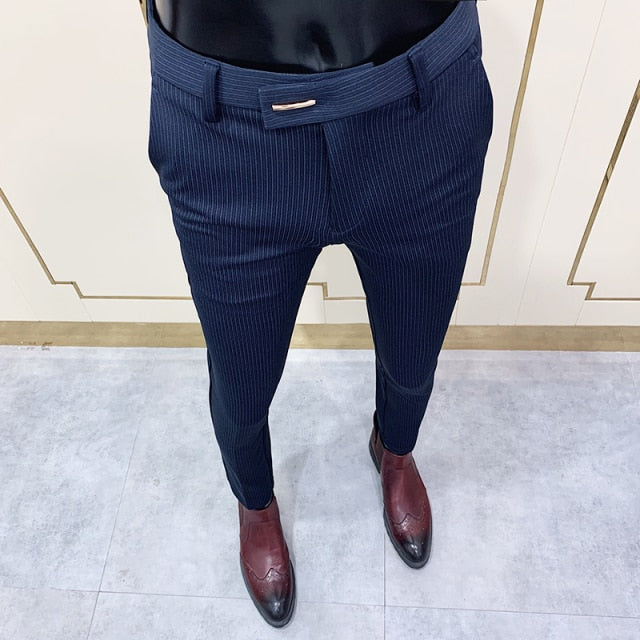 Men's new casual pants business fashion social suit pants autumn long solid color casual pants office wedding pants 9 points pan
